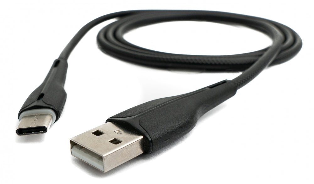 SYSTEM-S USB 3.1 cable 1 m Type C plug to 2.0 Type A plug braided in black