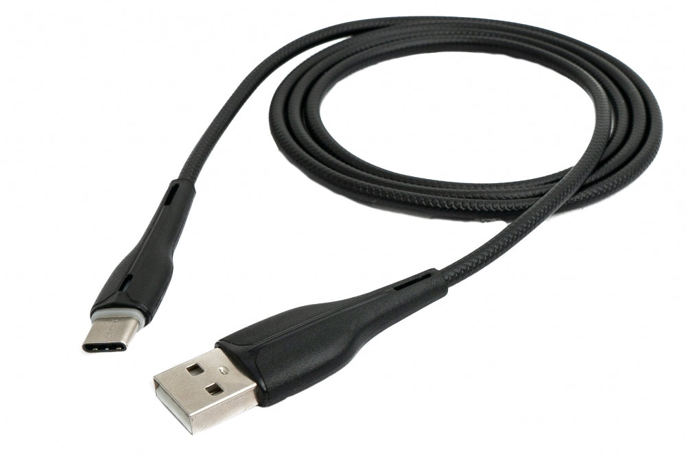 SYSTEM-S USB 3.1 cable 1 m Type C plug to 2.0 Type A plug braided in black