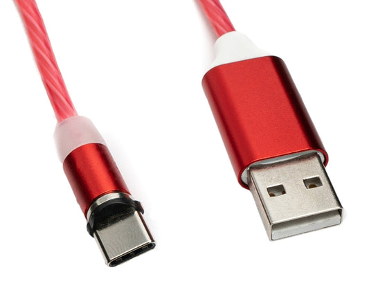 SYSTEM-S USB 3.1 ljósleiðarakapall 1m Type C tengi í 2.0 Type A tengi skiptanlegur rauður 
