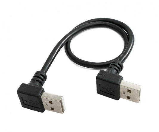SYSTEM-S USB 2.0 snúra 30 cm Tegund A karlkyns í karlkyns vinklaður í svörtu 