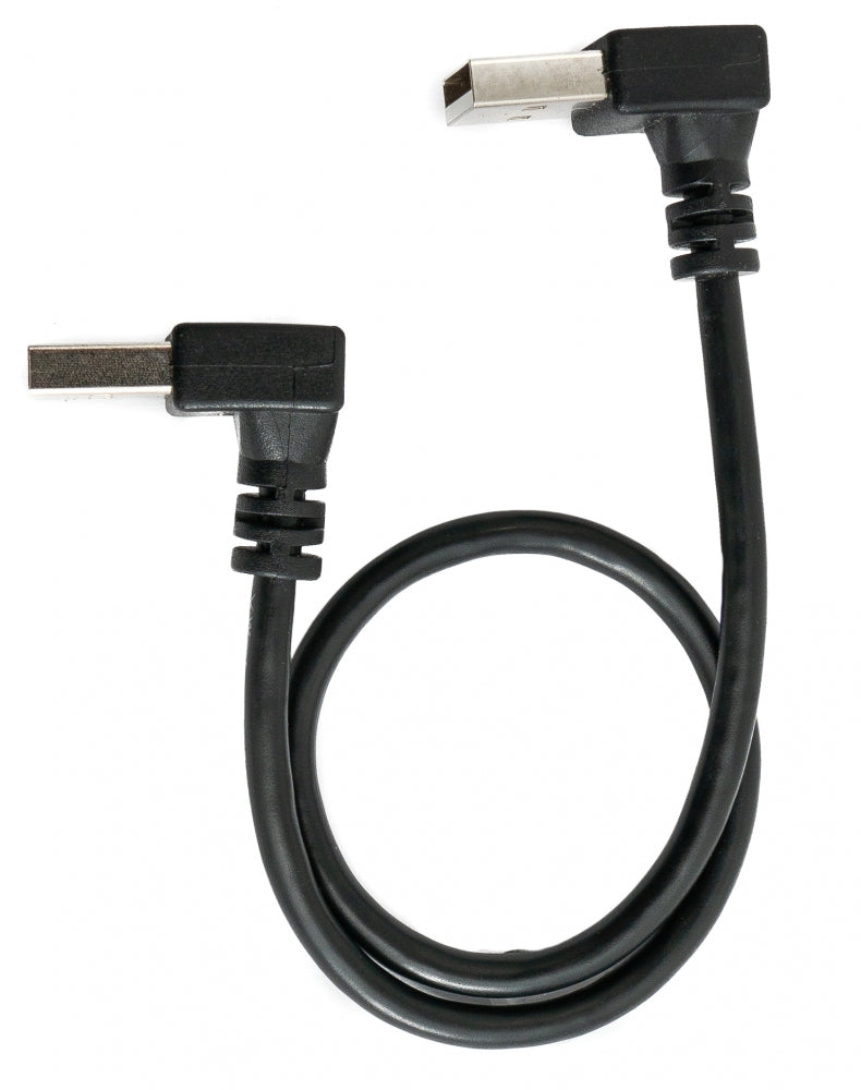SYSTEM-S USB 2.0 snúra 30 cm Tegund A karlkyns í karlkyns vinklaður í svörtu 