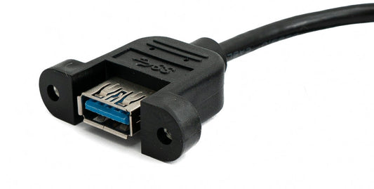 SYSTEM-S USB 3.0 Kabel 30 cm Typ A Buchse zu Stecker Schraube Winkel Schwarz