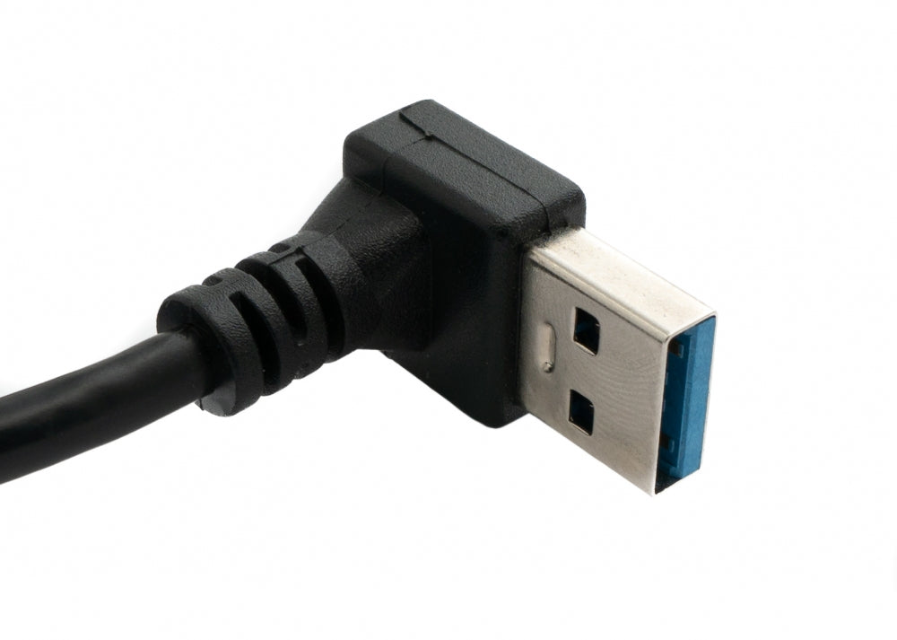 USB 3.0 snúra 30 cm af gerðinni A, kvenkyns í karlkyns, skrúfuhorn, svart