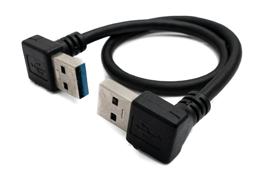 USB 3.0 Kabel 30 cm Typ A Stecker zu Stecker Winkel in Schwarz