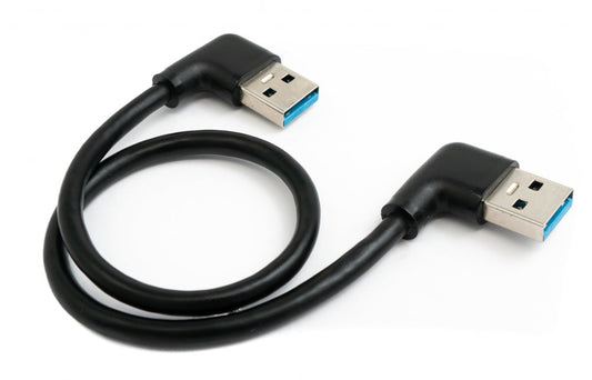 USB 3.0 Kabel 30 cm Typ A Stecker zu Stecker rechter Winkel in Schwarz
