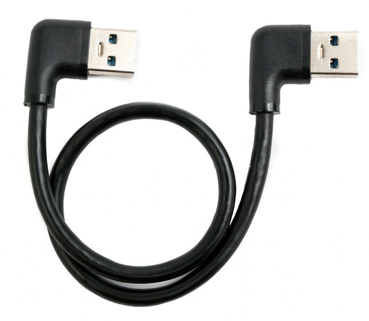 USB 3.0 Kabel 30 cm Typ A Stecker zu Stecker rechter Winkel in Schwarz