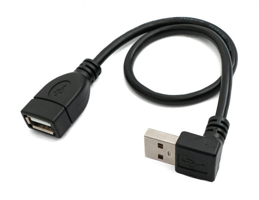 SYSTEM-S USB 2.0 Kabel 30 cm Typ A Stecker zu Buchse Winkel in Schwarz