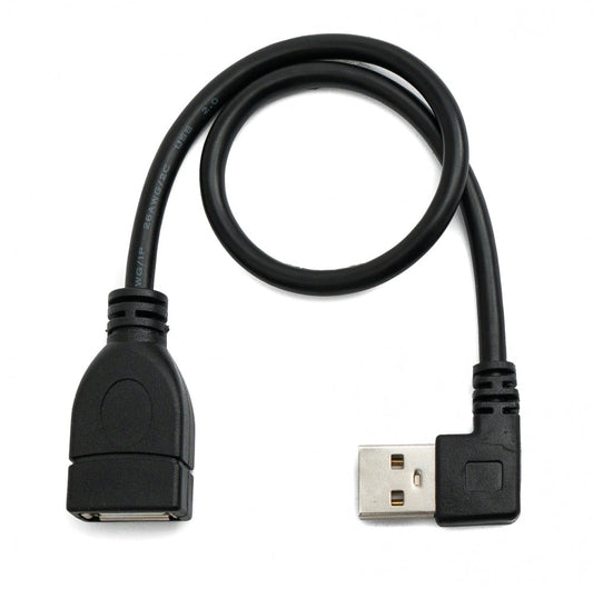 SYSTEM-S USB 2.0 snúra 30 cm af gerðinni A karlkyns í kvenkyns, rétthyrnd, svört