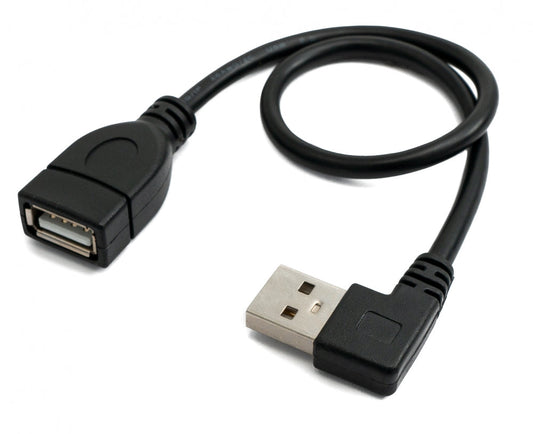SYSTEM-S USB 2.0 snúra 30 cm af gerðinni A karlkyns í kvenkyns, rétthyrnd, svört