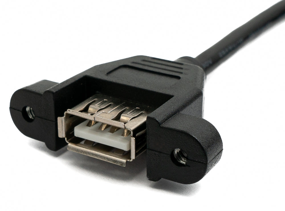 SYSTEM-S USB 2.0 Kabel 100 cm Typ A Buchse zu Stecker Schraube Winkel Schwarz