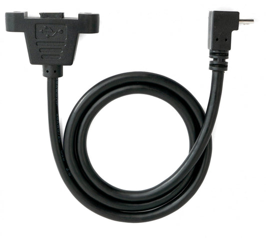 SYSTEM-S USB 2.0 Kabel 30 cm Micro B Buchse zu Stecker Schraube Winkel Schwarz