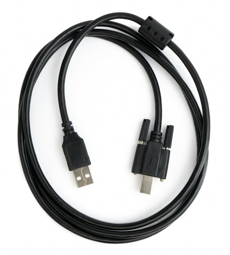 SYSTEM-S USB 2.0 snúra 150 cm, karlkyns A í karlkyns B skrúfusnúra, svört