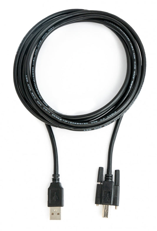 SYSTEM-S USB 2.0 snúra, 3 m, karlkyns A í karlkyns B, skrúfuð, svört
