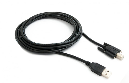 SYSTEM-S USB 2.0 snúra, 3 m, karlkyns A í karlkyns B, skrúfuð, svört