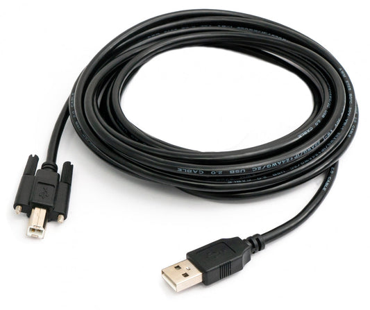 SYSTEM-S USB 2.0 cable 5 m type A male to B male screw in black