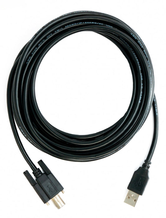 SYSTEM-S USB 2.0 cable 5 m type A male to B male screw in black