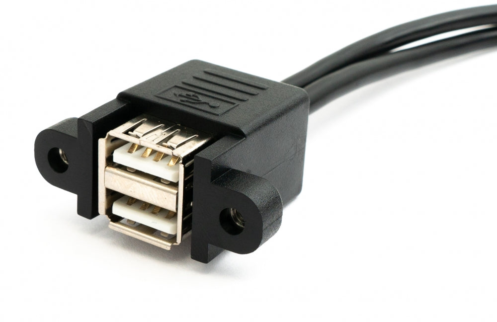 SYSTEM-S USB 2.0 Dual Port Kabel 150 cm Typ A Buchse zu Stecker Schraube Schwarz