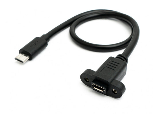 SYSTEM-S USB 2.0 snúra 30 cm Micro B karlkyns í kvenkyns skrúfusnúningur svartur