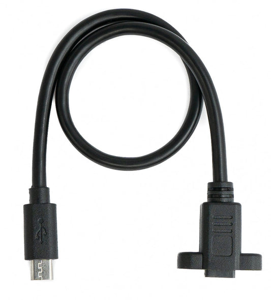 SYSTEM-S USB 2.0 snúra 30 cm Micro B karlkyns í kvenkyns skrúfusnúningur svartur