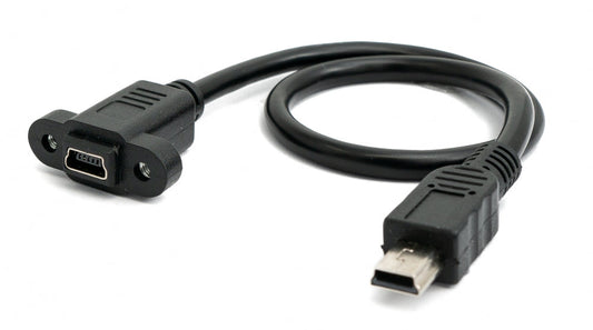 SYSTEM-S USB 2.0 Kabel 30 cm Mini Stecker zu Buchse Schraube in Schwarz
