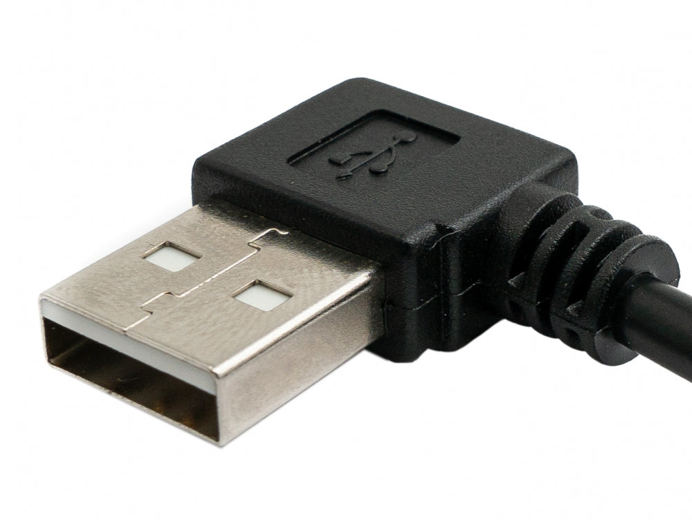 SYSTEM-S USB 2.0 snúra 50 cm af gerðinni A karlkyns í B karlkyns, vinklaður í svörtu