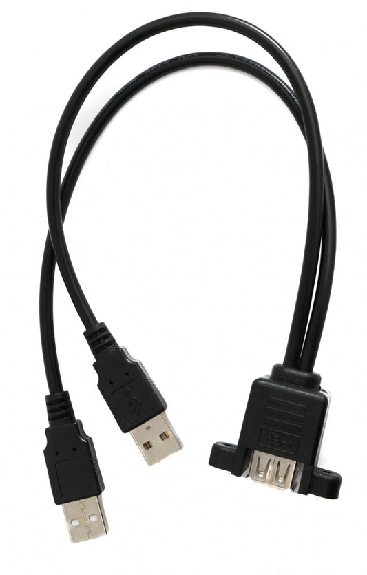 SYSTEM-S USB 2.0 Dual Port Kabel 30 cm Typ A Buchse zu Stecker Schraube Schwarz