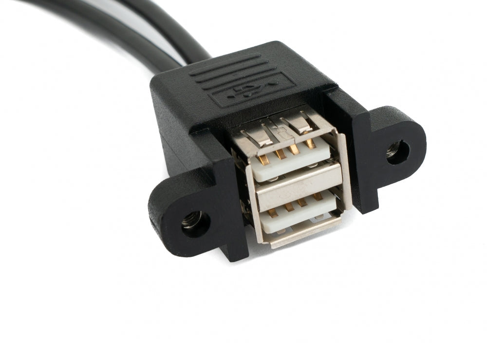 SYSTEM-S USB 2.0 Dual Port Kabel 30 cm Typ A Buchse zu Stecker Schraube Schwarz