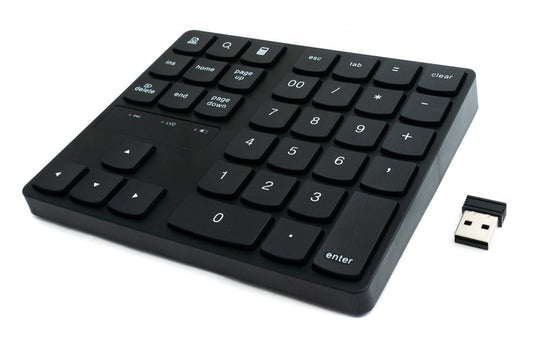 SYSTEM-S Numpad Bluetooth 3 2.4 GHz Ziffernblock Tastatur mit Akku USB in Schwarz