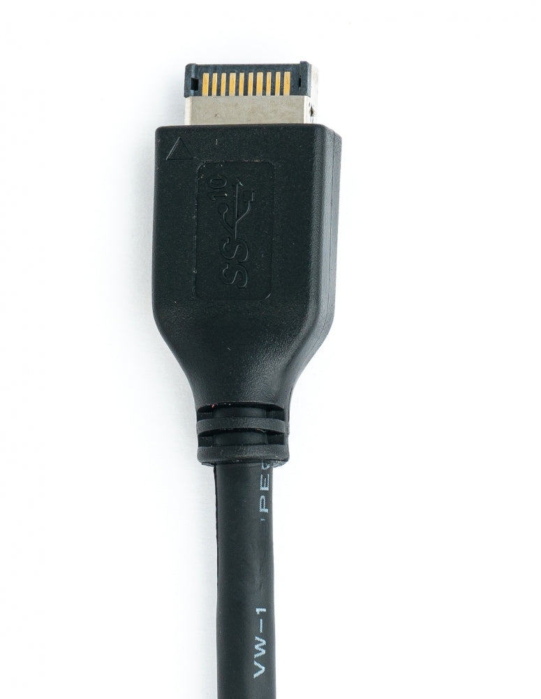 SYSTEM-S USB 3.1 snúra 50cm Tegund E karlkyns í Tegund C kvenkyns PCI skrúfusnúra í svörtu