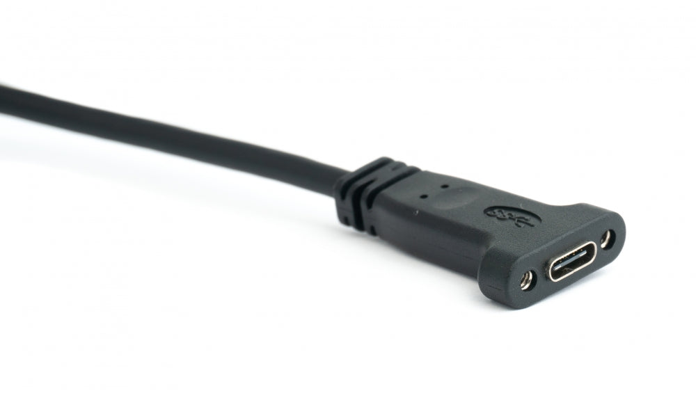 SYSTEM-S USB 3.1 snúra 50cm Tegund E karlkyns í Tegund C kvenkyns PCI skrúfusnúra í svörtu