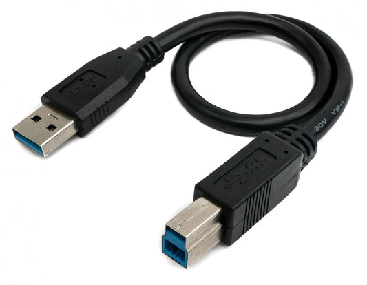 SYSTEM-S USB 3.0 snúra, 30 cm, karlkyns B í karlkyns A, svart