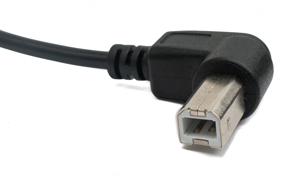 SYSTEM-S USB 2.0 Kabel 100 cm Typ B Stecker zu A Stecker Winkel in Schwarz