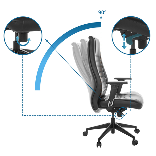 B-lager Hjh Office skrifstofustóll framkvæmdastjórastóll Vitoro B gervileður svartur snúningsstóll