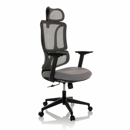 Skrifstofustóll í B-flokki, snúningsstóll, vinnuvistfræðilegt skrifborð, möskvaefni, grátt, Mybuero