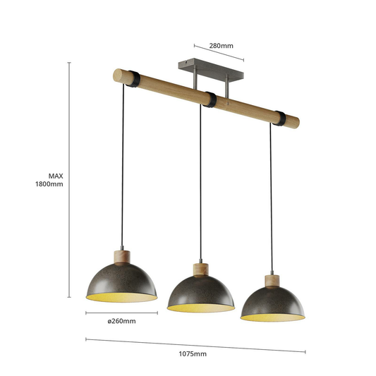 B-stock Lindby Holgar hanging light ceiling lamp lamp pendant light wood metal 3 Flam384 