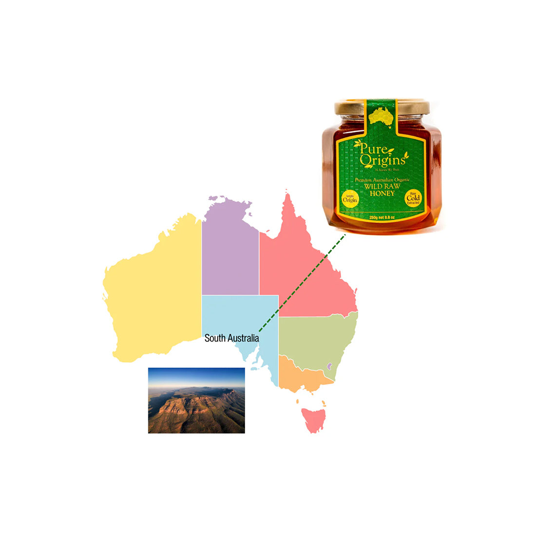 Australian Wild Organic Honey 250g – Raw, Cold Extracted, Natural, Pure