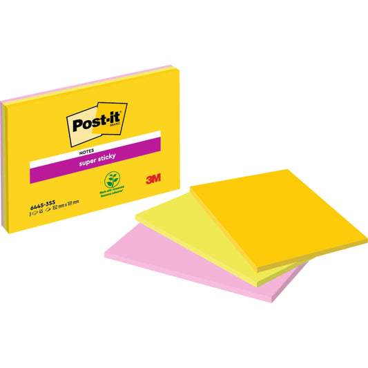 Post-it® Super Sticky Notes im Großformat, Verschiedene Farben, 45 Blatt/Block, 100% PEFC