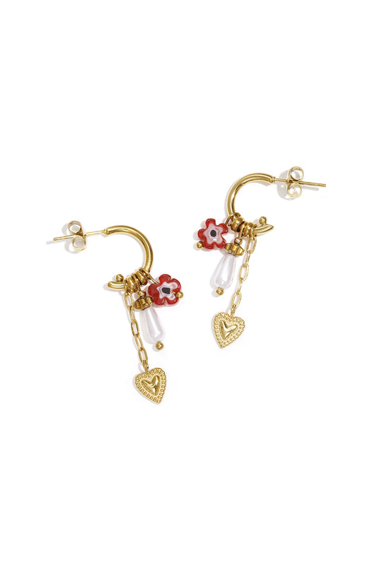 Edelstahl-Ohrhänger mit Herz-Motiv, lässig, täglich, einfache Serie, Damenschmuck