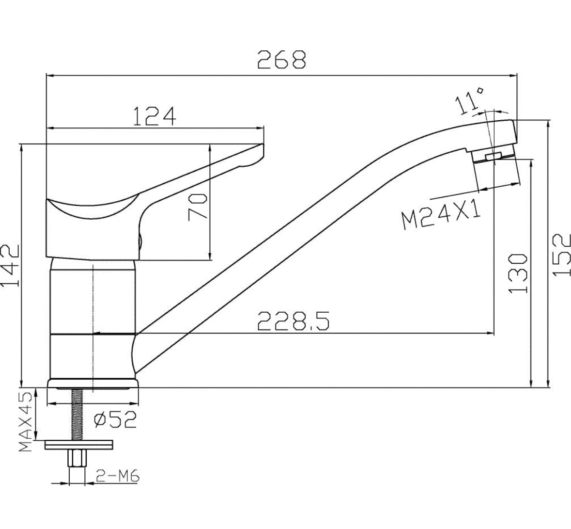 AquaSu „TILA“ Spültisch-Einhebelmischer (chrom)