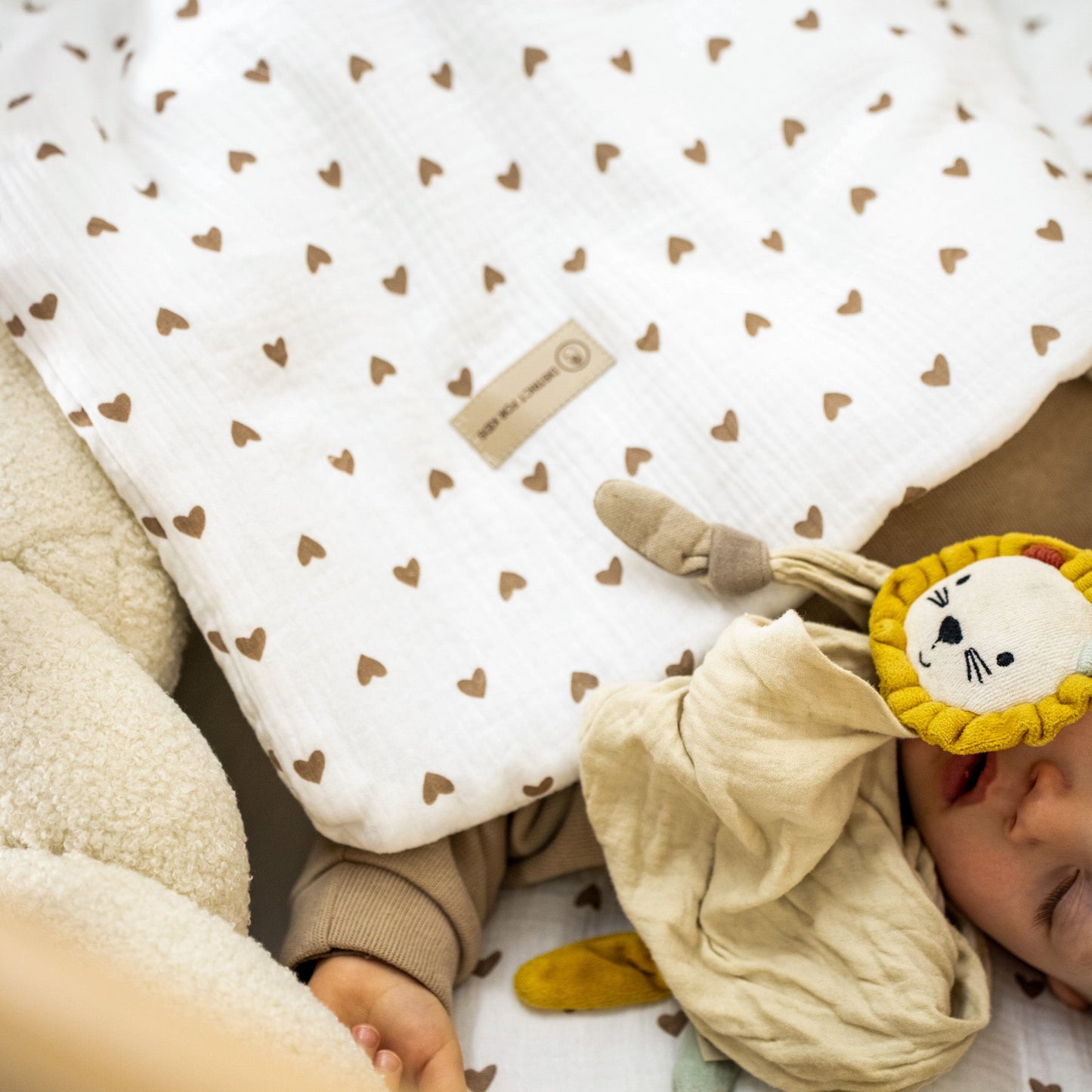 Bettwäsche gebrauchsfertig Musselin Herzen braun – Weich & Atmungsaktiv