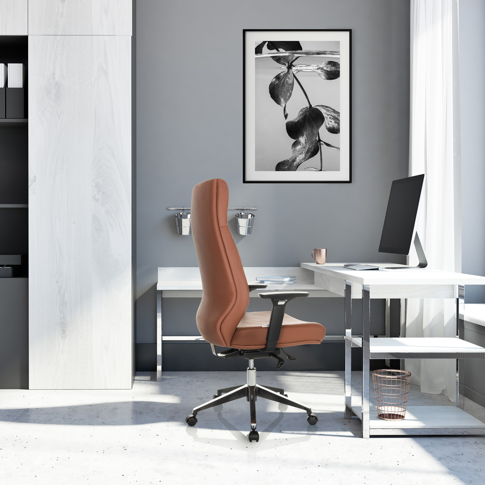 B-lager Hjh Office skrifstofustóll framkvæmdastjórastóll Vitoro Eco skrifborðsstóll gervileður brúnn