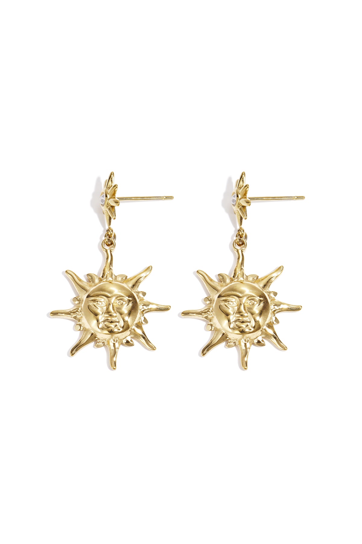 Ohrringe aus Edelstahl mit Sonnenmotiv, schlichte und lässige Serie, Damenschmuck