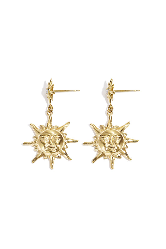 Ohrringe aus Edelstahl mit Sonnenmotiv, schlichte und lässige Serie, Damenschmuck