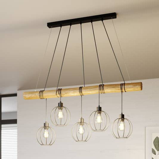 B-lager Euluna hengilampi hengilampi lampi Karou fimm perur brúnt litað 717