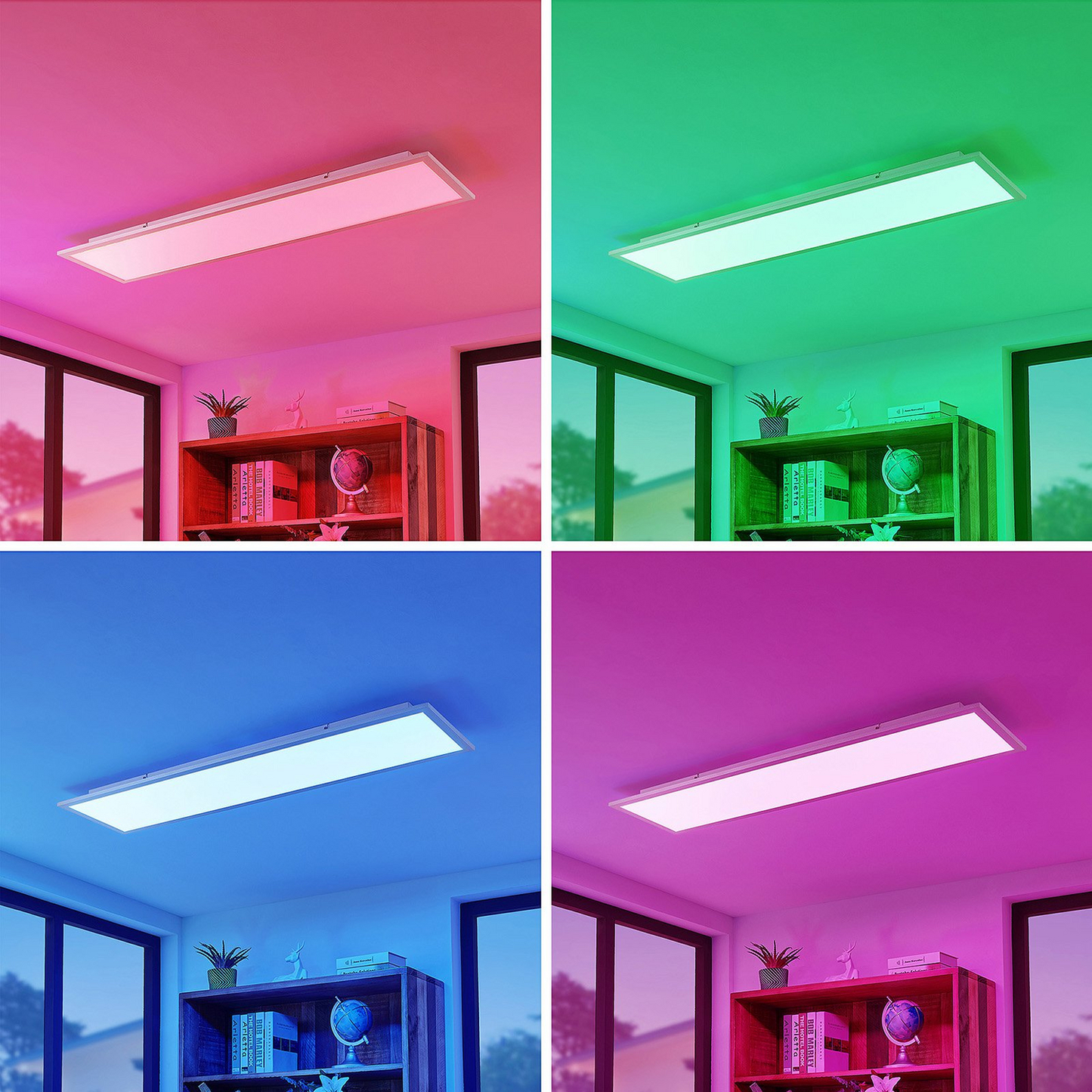 B-grade Lindby Kjetil LED ceiling panel, ceiling light, ceiling lamp, lamp app RGB 120x30cm 