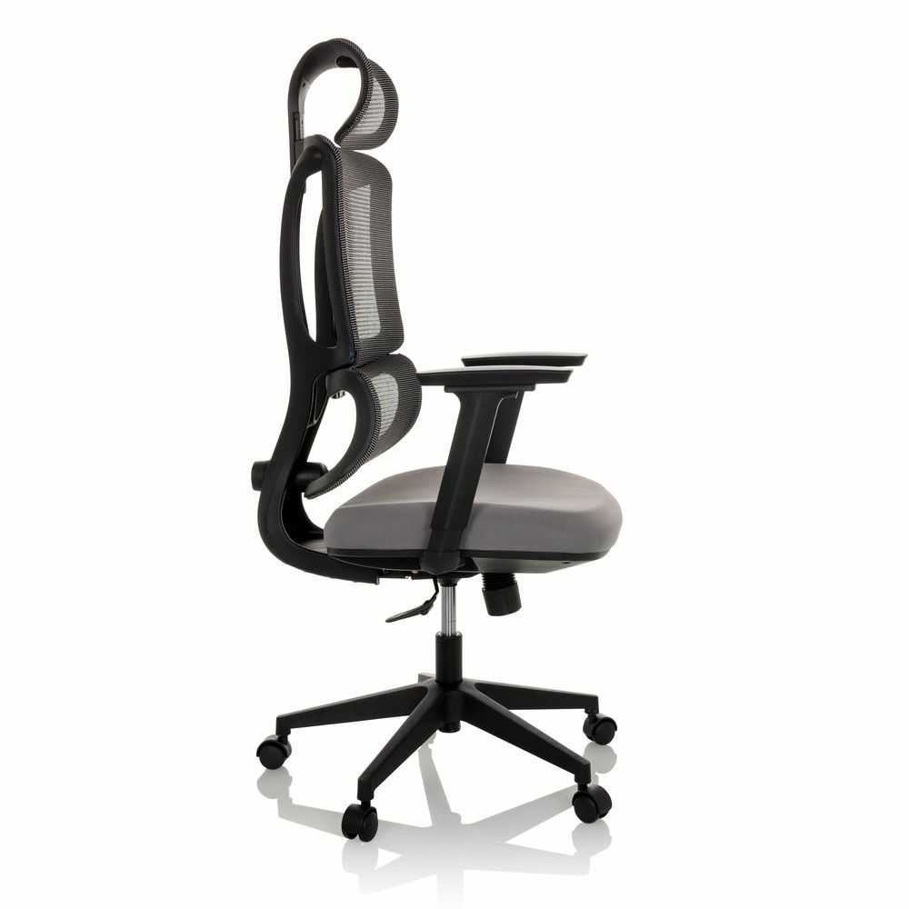 Skrifstofustóll í B-flokki, snúningsstóll, vinnuvistfræðilegt skrifborð, möskvaefni, grátt, Mybuero