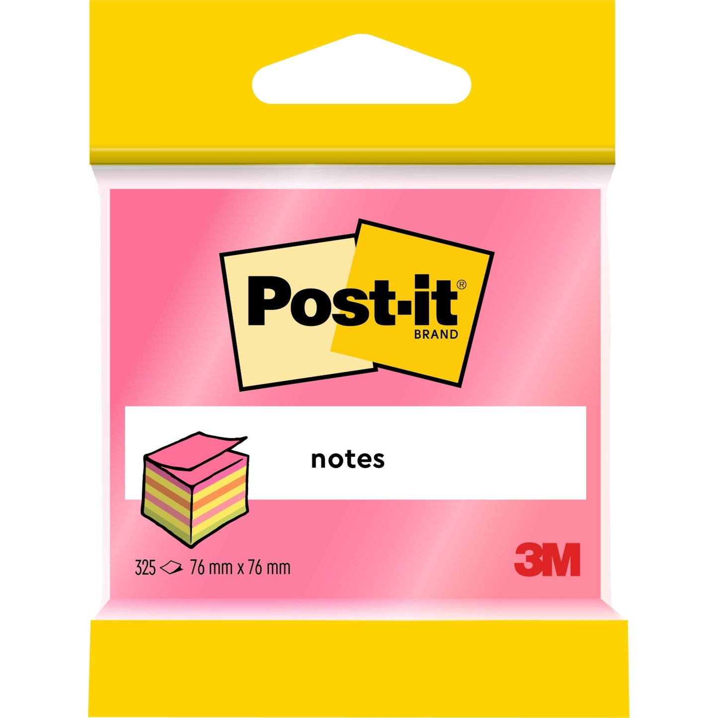 Post-it® Notes Würfel, Rosa und Gelb, 76 mm x 76 mm, 325 Blatt/Block, 1 Block/Packung, 100% PEFC, SGSCH-PEFC-COC-110078 | Packung (1 Set)