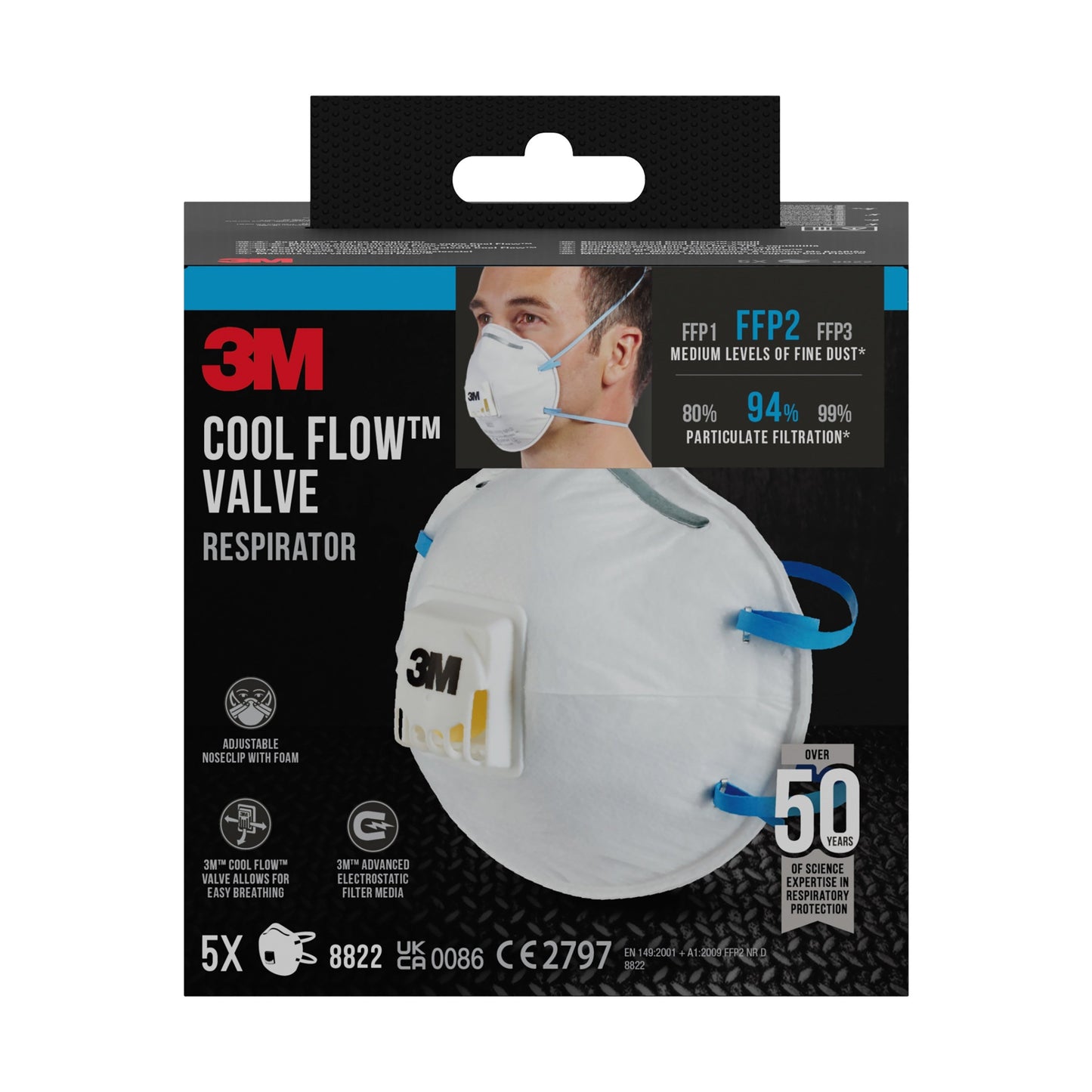 3M™ Cool Flow™ Partikelmaske 8822, FFP2, mit Ventil