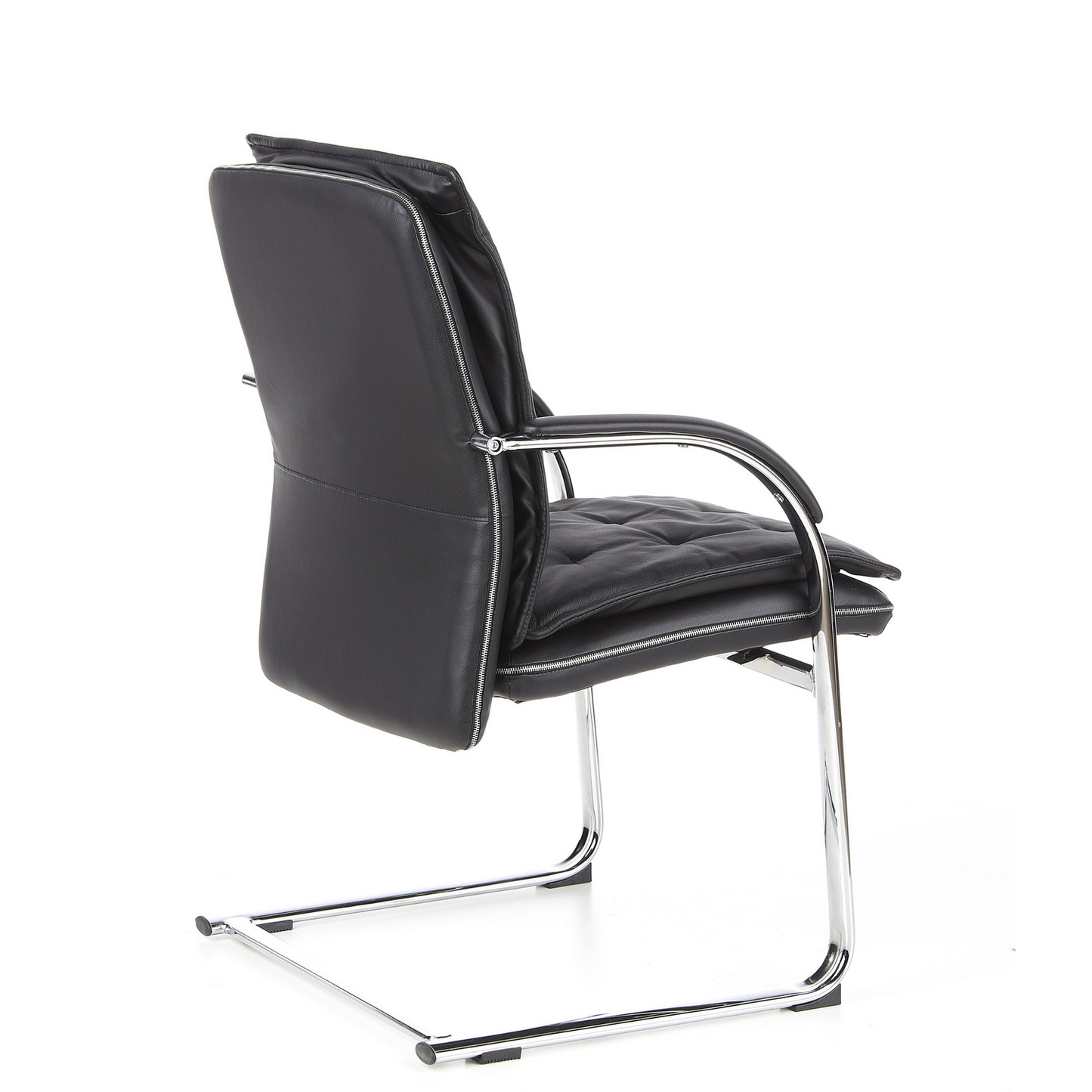 B-stock hjh OFFICE VILLA V conference chair, cantilever chair, seat in black nappa leather