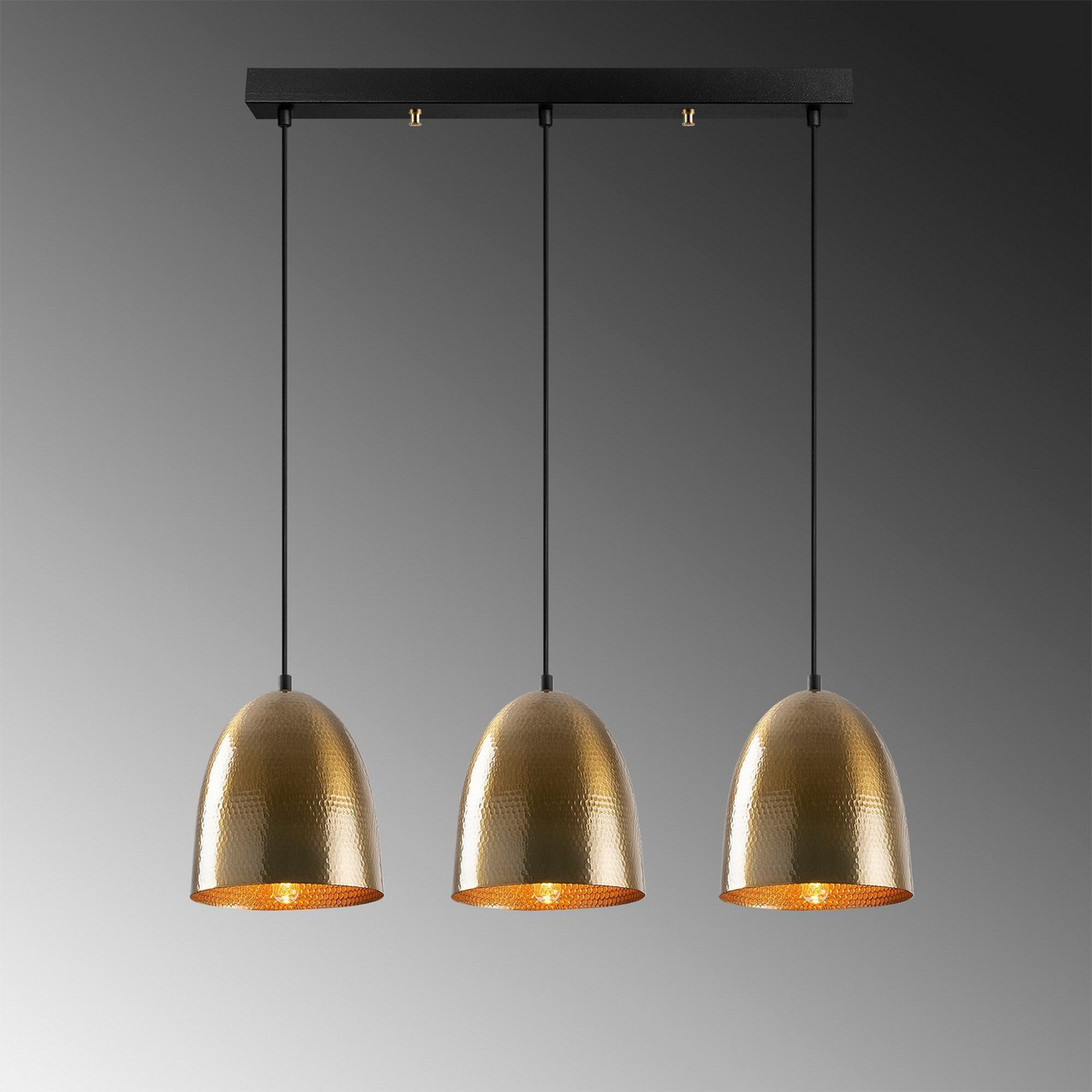 B-flokks hengiljós Tattoo 6172, antik gullmálmur, 3 ljós, löng loftlampi, kastljós